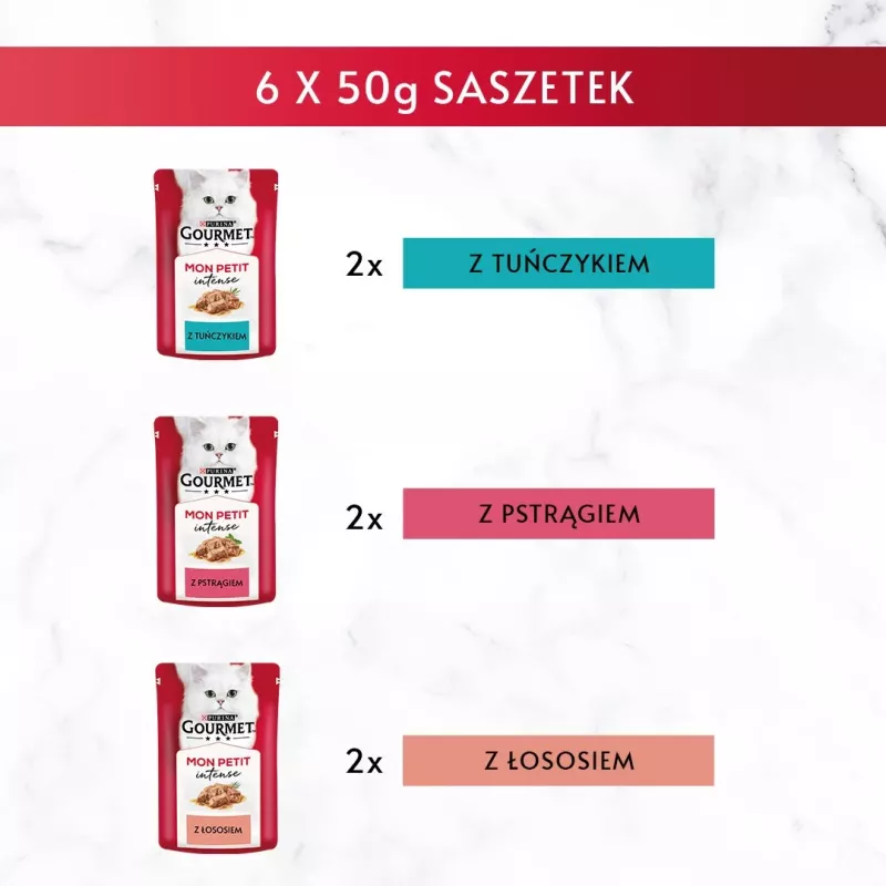 GOURMET Mon Petit Fish Mix - Comida húmeda para gatos - 6 x 50 g