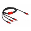 Cable de carga USB DeLOCK 3 en 1 USB Type-C a 3 x USB Type-C 1 m negro/rojo