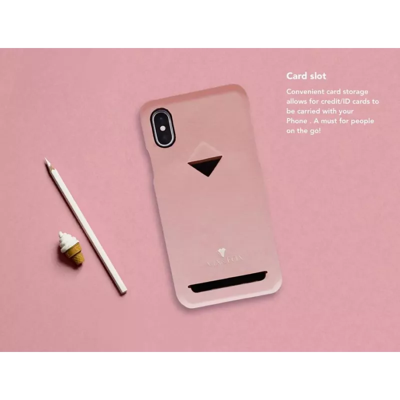 Funda trasera VixFox para iPhone XSMAX con compartimento para tarjetas, rosa