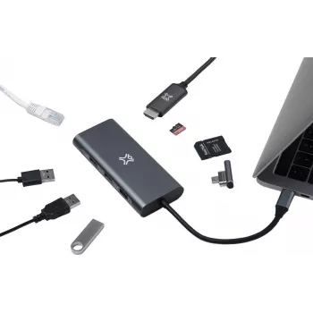XtremeMac XWH-HUB8-13 hub de interfaz USB Type-C 40000 Mbit/s gris (XWH-HUB8-13)