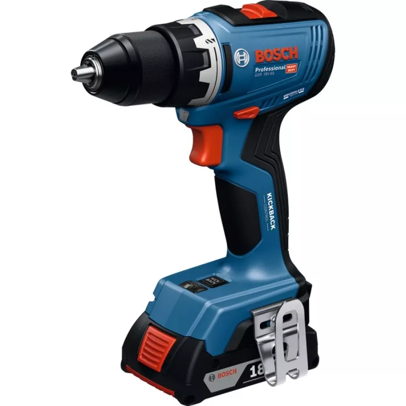 Taladro atornillador a batería Bosch GSR 18V-65 con 2 baterías de 4.0 Ah