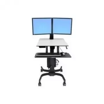 Ergotron WorkFit-C estación de trabajo de pie/sentado doble - carro para 2 pantallas LCD/teclado/ratón/CPU - gris negro - tamaño de pantalla: 55,9 cm (22