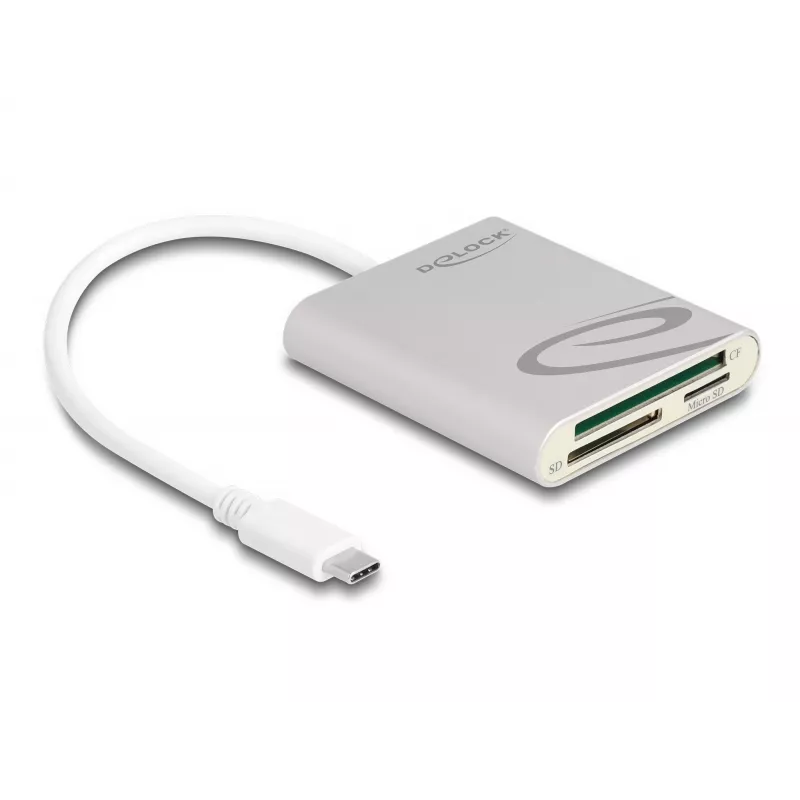 Lector de tarjetas DeLOCK 91005 USB 3.2 Gen 1 Type-C gris CF MMC MicroSD