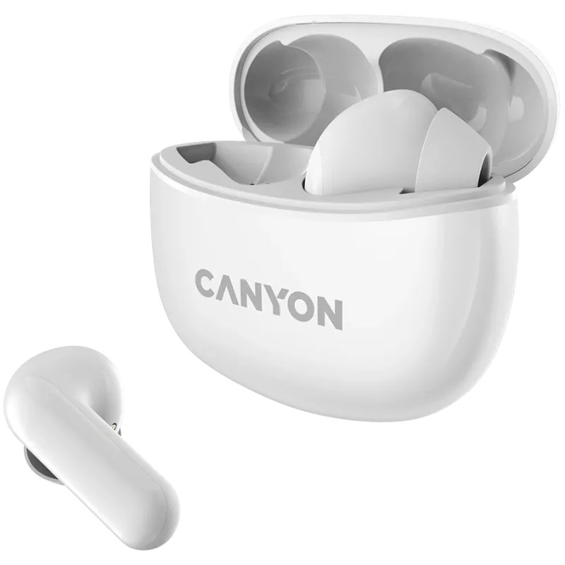 Canyon TWS-5 Auriculares Bluetooth, con micrófono, BT V5.3 JL 6983D4, respuesta de frecuencia: 20Hz-20kHz, batería auriculares 40mAh*2 + estuche de carga 500mAh, Type-C