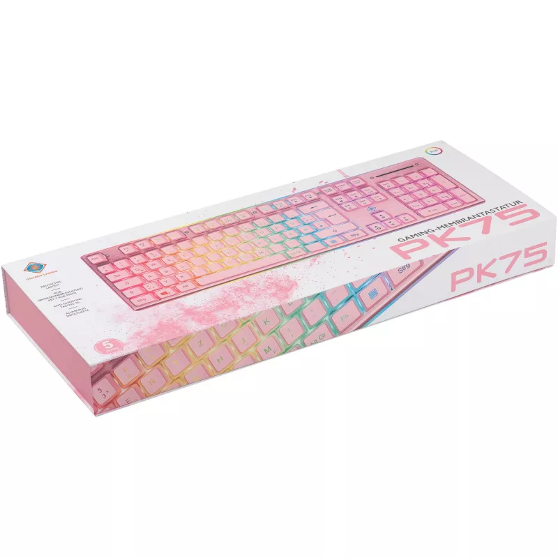 Deltaco GAM-021-RGB-P-DE - tamaño completo (100%) - USB - interruptores de membrana - QWERTZ - rosa