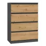 Cómoda Top e Shop M4 ANTRACYT/ARTISAN – 4 cajones, acabado antracita y roble, 700 × 400 × 970 mm, aglomerado