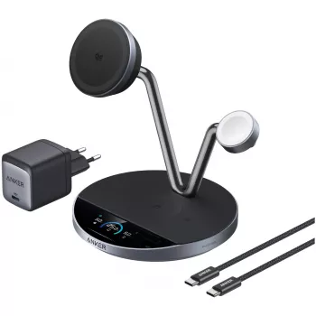 Anker Prime estación de carga inalámbrica Qi2.2 25W carga inalámbrica (3 en 1, MagGo, AirCool, soporte dock) incl. fuente de alimentación
