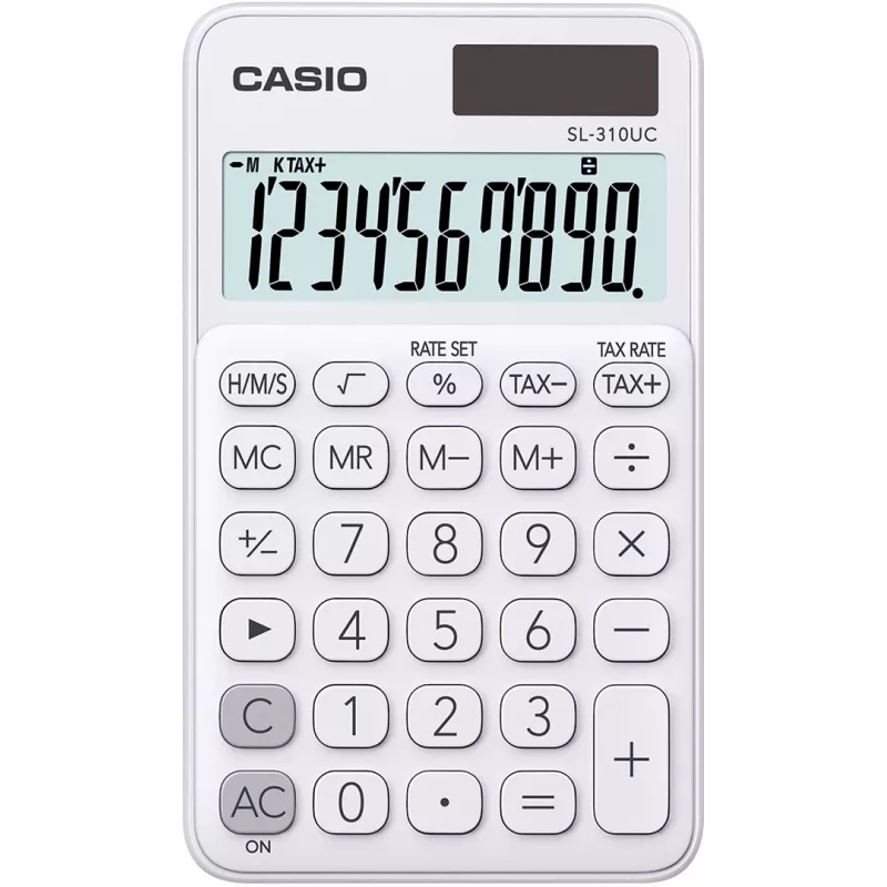 Calculadora de bolsillo CASIO, SL-310UC-WE, blanca, pantalla de 10 dígitos