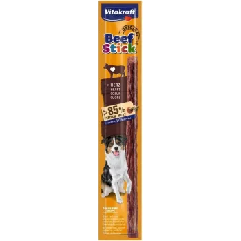 Premios para perros Vitakraft Beef Stick Beef Hearts 12 g — ración individual como recompensa de entrenamiento, sabor ternera, proteína 30%