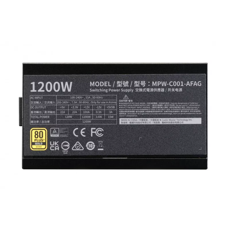 Fuente de alimentación ELITE Gold 1200 FM cable A/EU