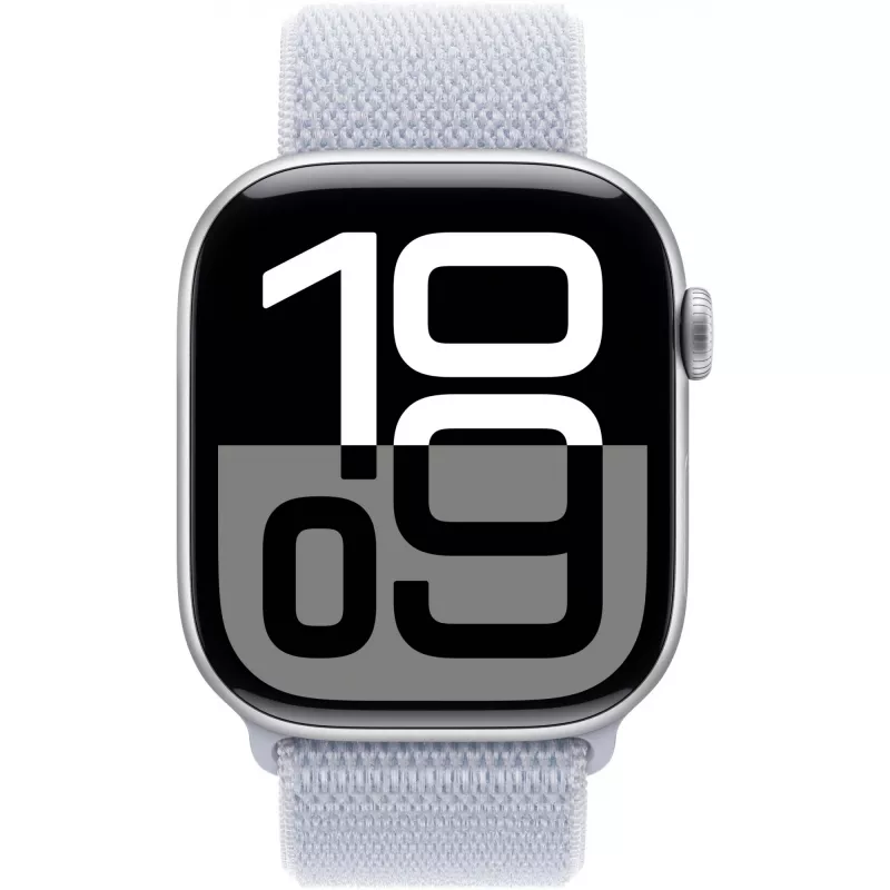 APPLE Watch Series 10 GPS 46 mm caja de aluminio plata con correa Sport Loop Blue Cloud