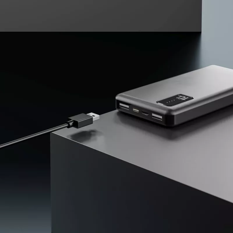 Batería portátil Extralink EPB-098B 10000 mAh, LiPo, 2× USB-A + 1× USB-C, negra