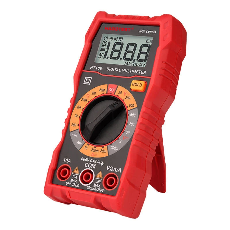 Multímetro Habotest HT108L – DC hasta 600 V, AC hasta 600 V, rango de 10 A