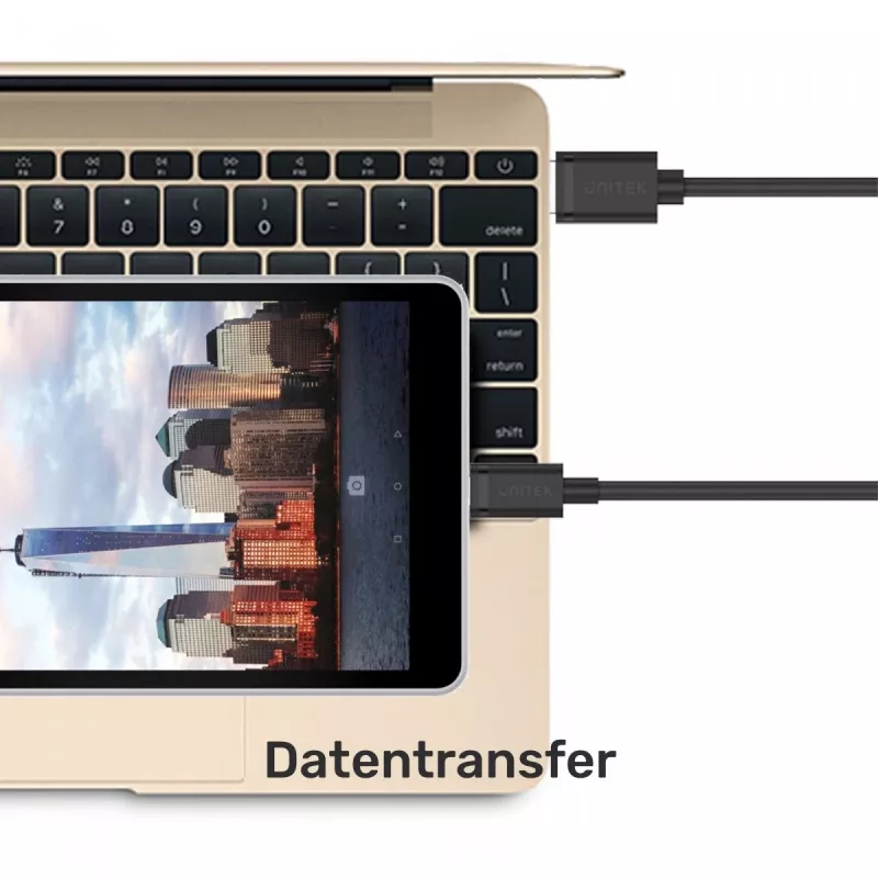 Cable USB-A a USB-C Unitek C14068BK, 2 m, USB 2.0, negro, conector-conector