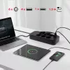Regleta de enchufes MACLEAN MCE389 B — 6 enchufes, 4×USB-A + 1×USB-C, 110–240V, 2,1A, 2500W, cable de 1,5 m, negra