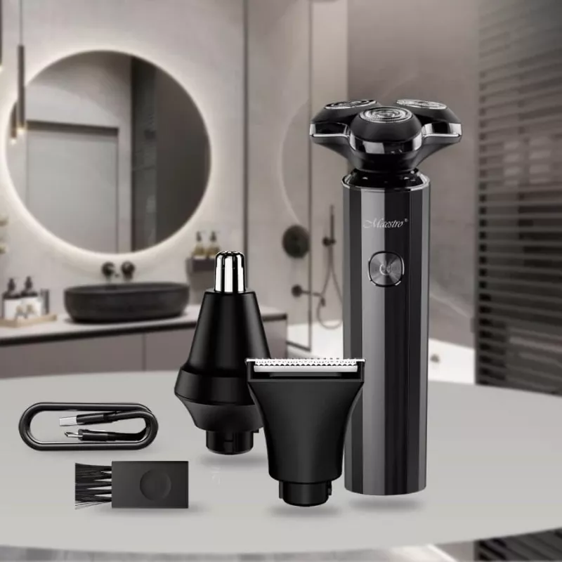 Set de afeitado Maestro MR-676 3 en 1 USB recargable diseño compacto