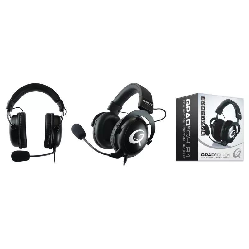 Auriculares QPAD QH-91 con cable, diadema, circumaurales, 15–25000 Hz, cable de 2 m, negro