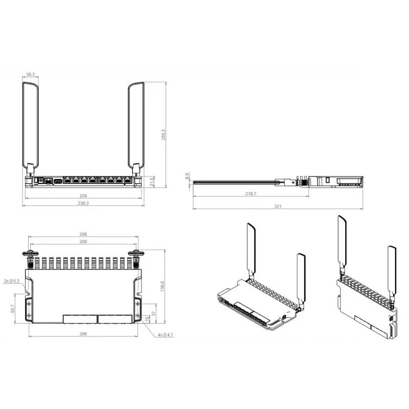 Router inalámbrico Mikrotik L009UiGS-2HaxD-IN Gigabit Ethernet banda única (2,4 GHz) rojo