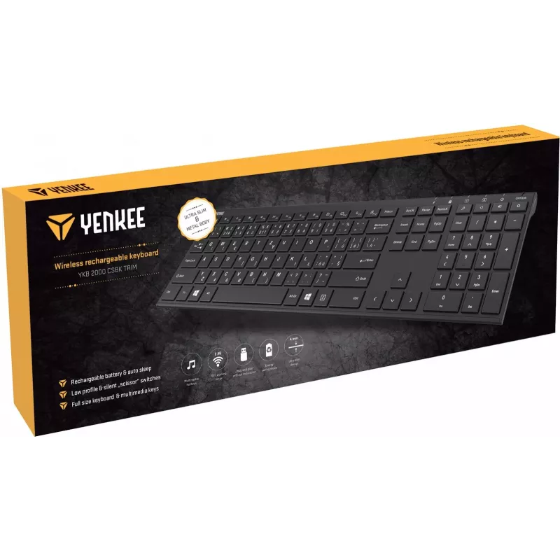Teclado inalámbrico YENKEE YKB 2000 CSBK – diseño delgado y compacto, conexión inalámbrica