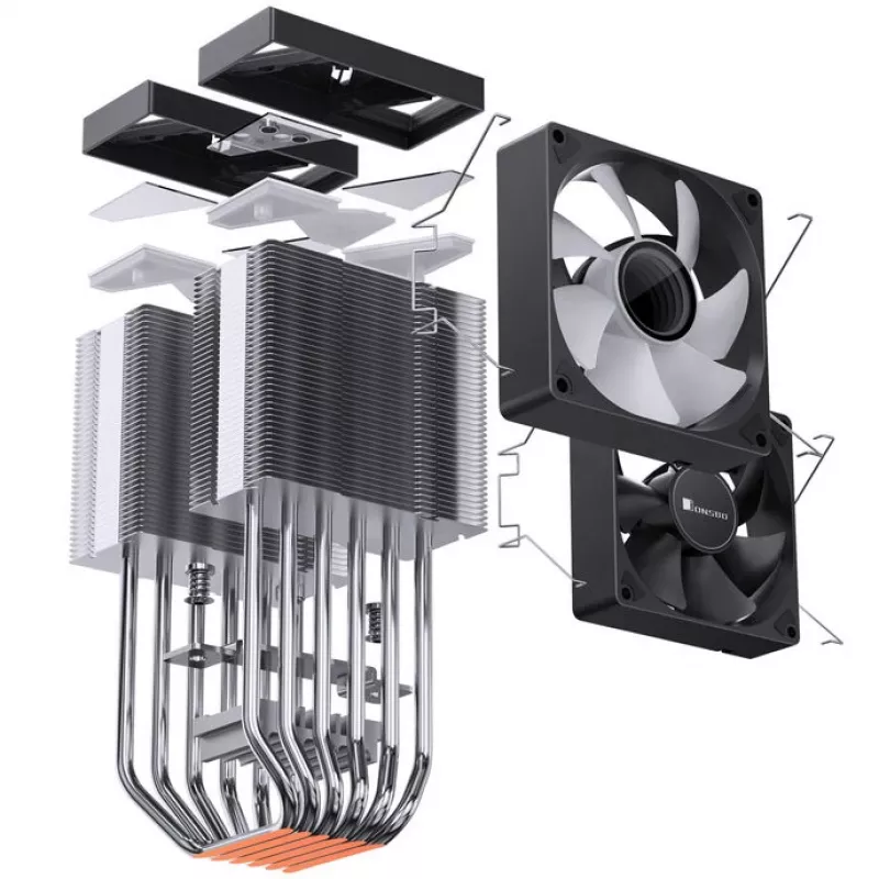 Jonsbo CR-1400 DV2 disipador para CPU, ARGB, 2 x 92 mm, negro