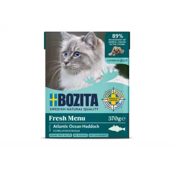 BOZITA Fresh Menu eglefino en gelatina - Comida húmeda para gatos - 370 g