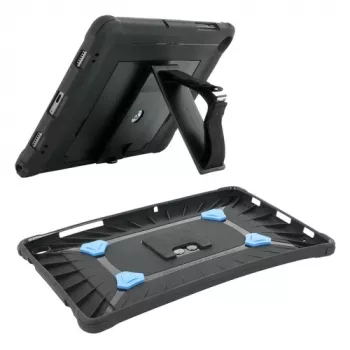 Mobilis PROTECH - Tapa trasera para tablet - fabricada en Francia, reforzada, con soporte y correa de mano giratoria 360° - negra - para Sam
