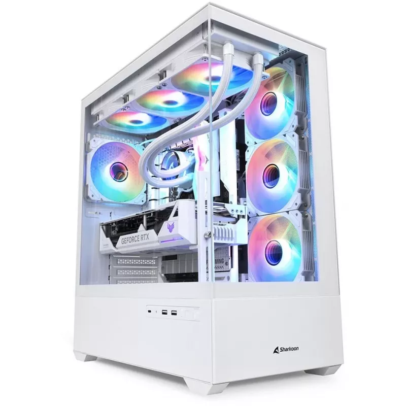 Caja de PC Sharkoon AK6 RGB, ATX, Blanca