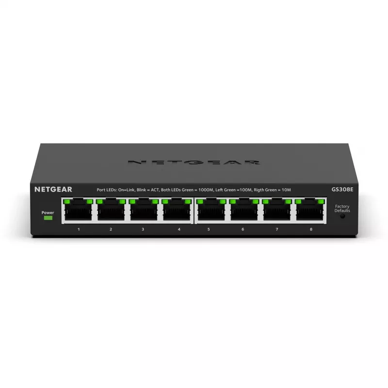 NETGEAR GS308E switch gestionado L2/L3 Gigabit Ethernet (10/100/1000) negro