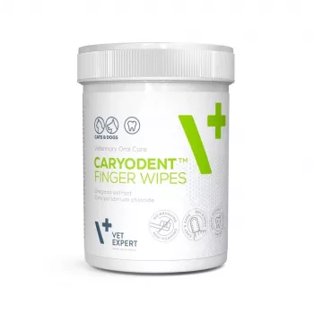 VETEXPERT Caryodent Finger Wipes, toallitas de limpieza dental para perros y gatos, 50 unidades