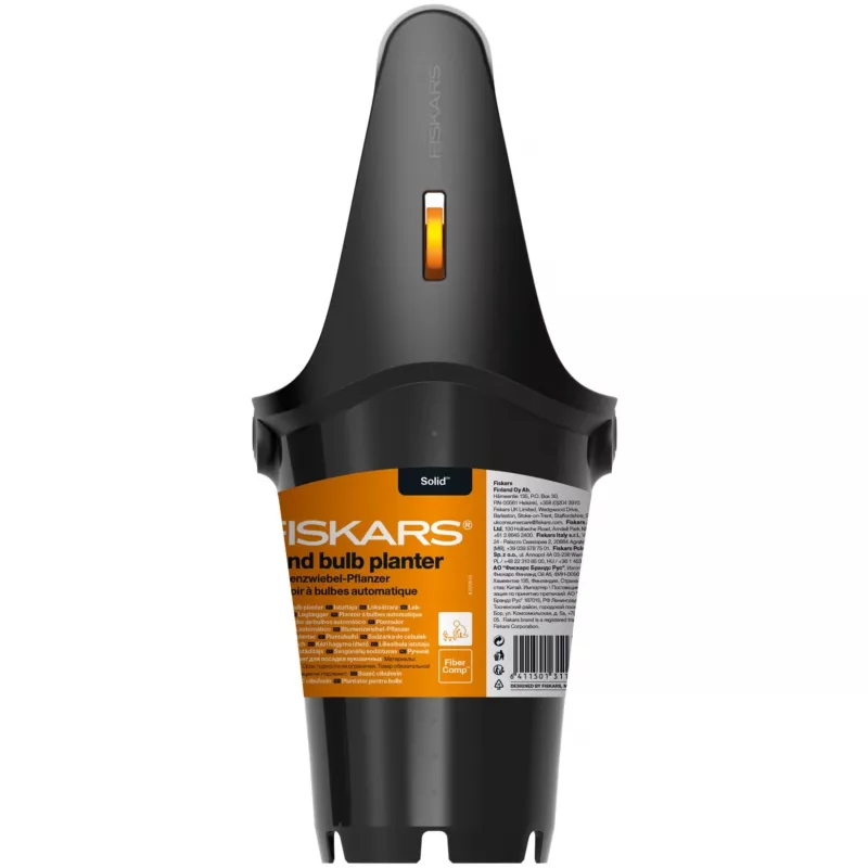 Fiskars Solid plantador de bulbos, 24 cm, negro/naranja (1057079)
