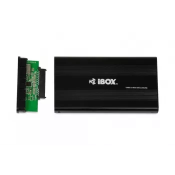 Caja para HDD IBOX HD-02 negra para unidades SATA de 2,5 pulgadas, USB 3.2 Gen 1 (Type-A), una bahía, metal