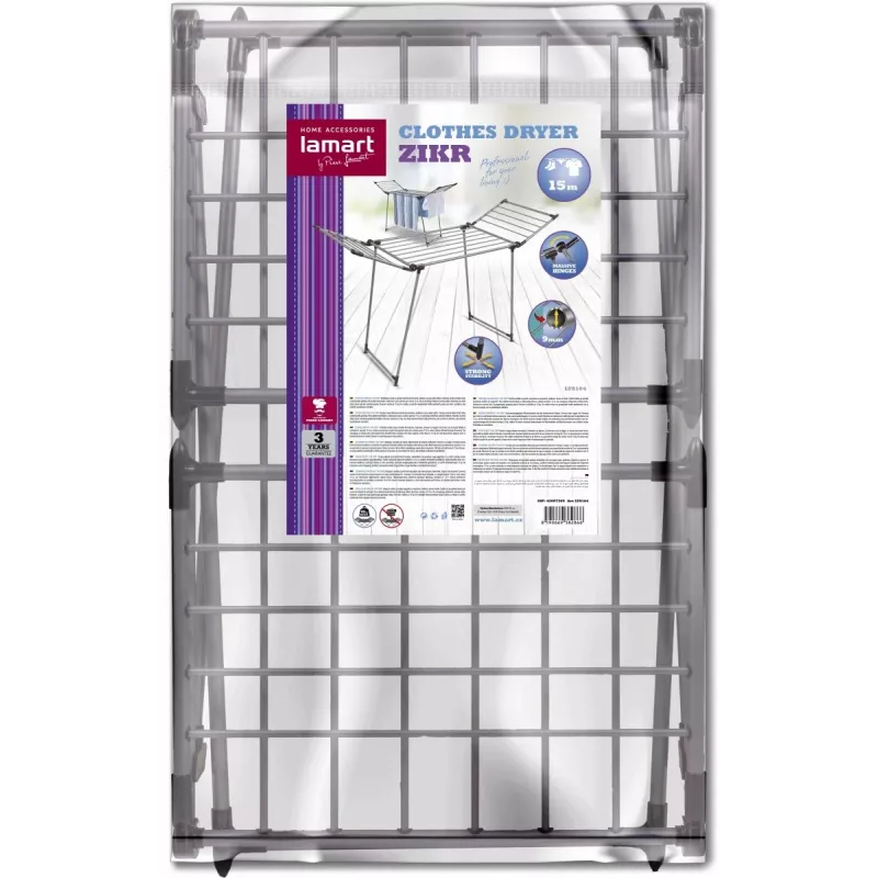 Tendedero LAMART LT8104 talla 15 M — tendedero giratorio para interior y exterior, 15 m de cuerda