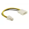 Delock 82391 cable adaptador de alimentación, ATX12V (P4) de 4 pines macho a Molex de 4 pines macho, 0,15 m