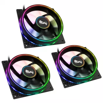 Ventilador Cryorig Crona S 120 mm negro — pack de 3, 400–1700 rpm, 60,6 cfm, 2,65 mmH₂O