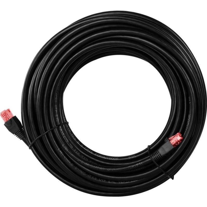 Goobay cable de parcheo CAT 6 para exterior, U/UTP, negro, 10 m - material de cobre, funda exterior de PE (55432)