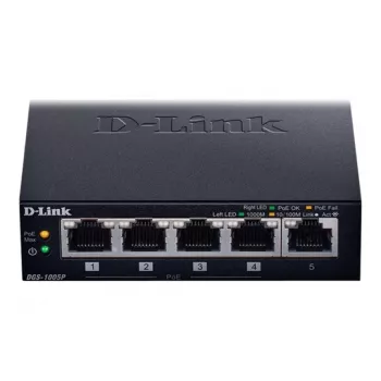 Switch de red D-Link DGS-1005P/E no gestionado Gigabit Ethernet (10/100/1000) Power over Ethernet (PoE) negro