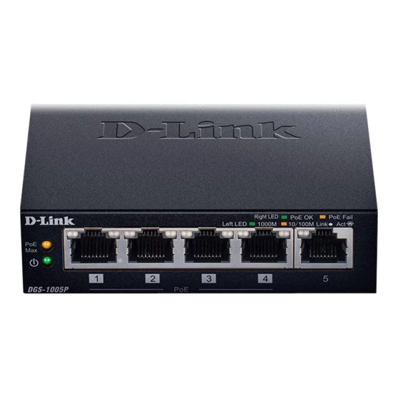 Switch de red D-Link DGS-1005P/E no gestionado Gigabit Ethernet (10/100/1000) Power over Ethernet (PoE) negro