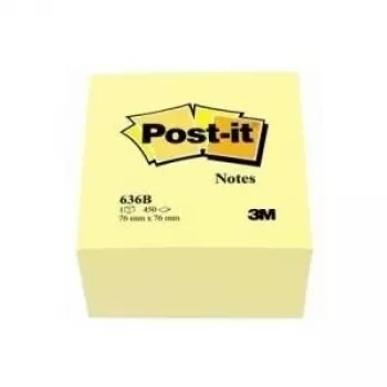 3M 636B - amarillo - material de oficina - 76x76 mm - 450 hojas - amarillo - pack de 450