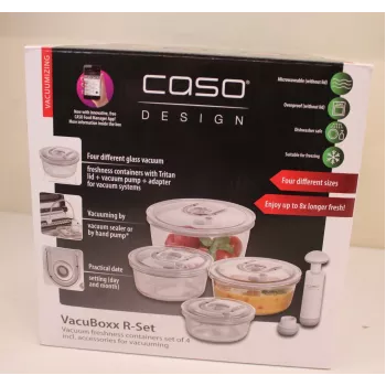 Recipiente de conservación al vacío redondo Caso 01187, set de cristal con 4 piezas (370–1700 ml) — no mantiene el vacío