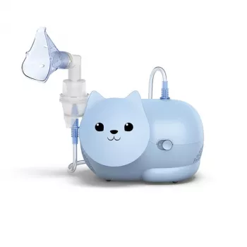 Nebulizador de malla Omron Nami Cat NE-C303K-KDE — inhalador de mesa, 0,35 ml/min, para niños y adultos, azul, B235 × T148 × H157 mm