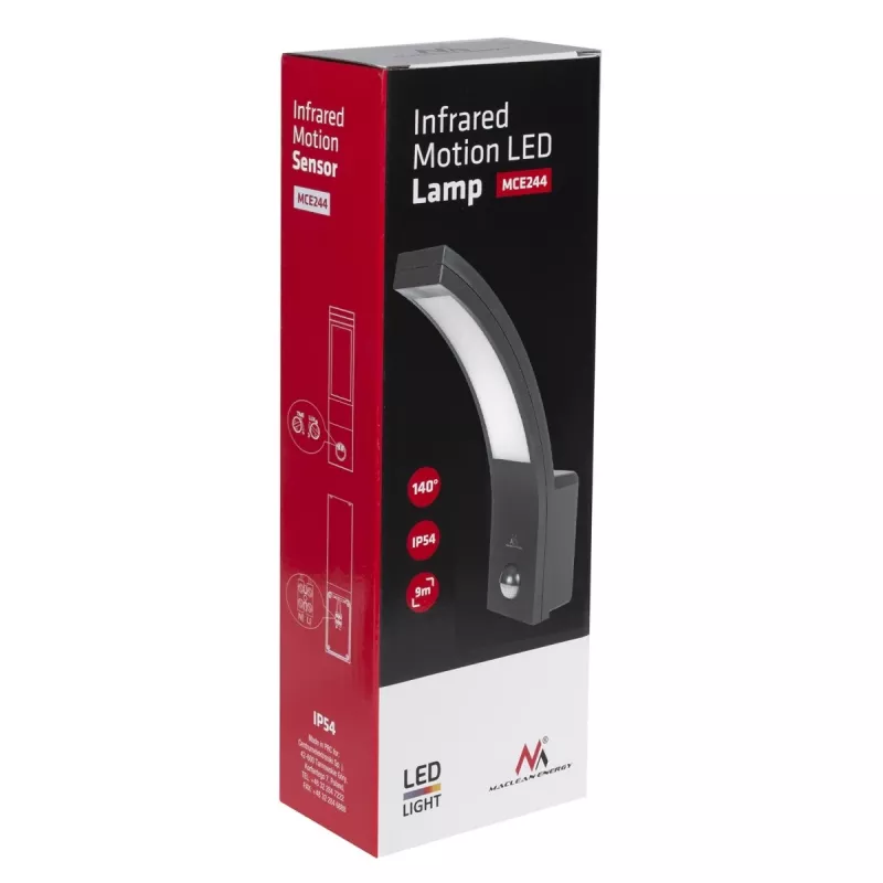 Lámpara LED de exterior con detector de movimiento MACLEAN MCE244B — Lámpara LED con detector de movimiento integrado