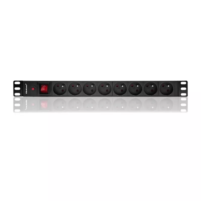 Qoltec 53996 regleta de enchufes para RACK 19 | 1U | 16A | PDU | 8xFRANCÉS | 2m