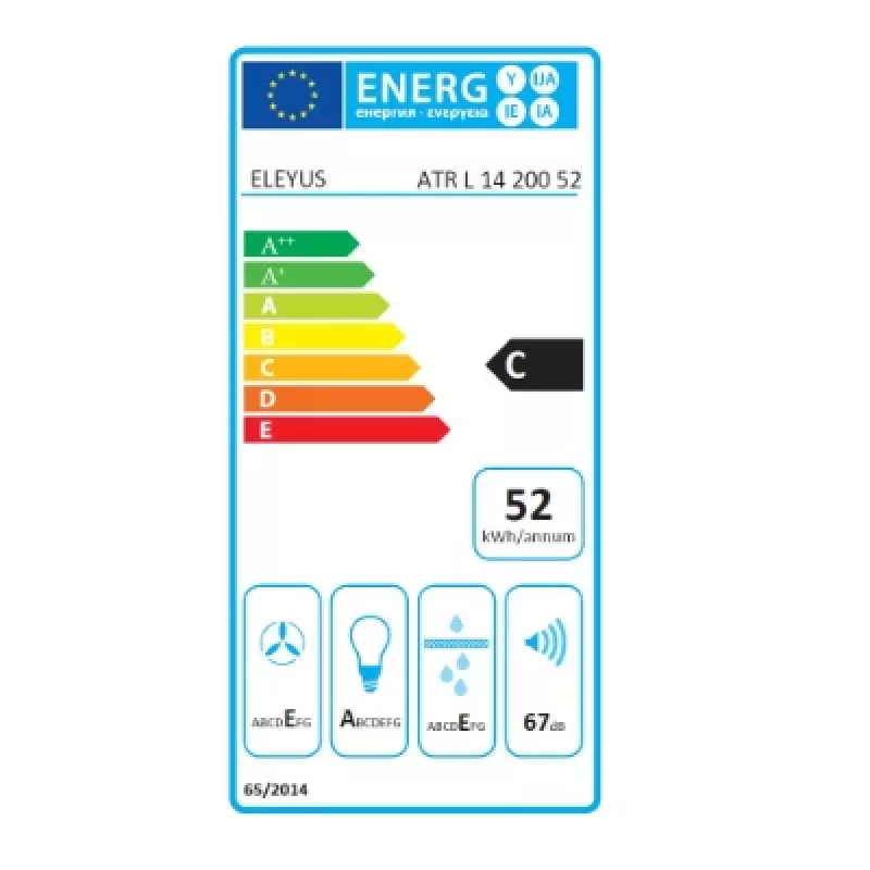 ELEYUS HOOD ATR L 14 200 52 BL Bajo encimera Negro 52 cm 424 m³/h