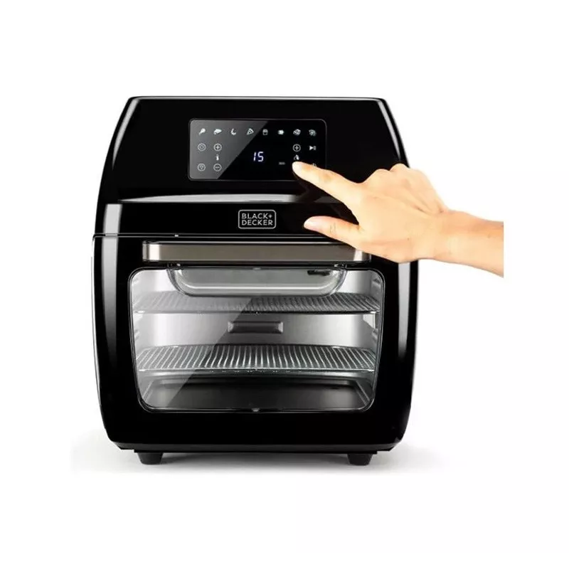 Freidora de aire Black & Decker BXAFO1200E — 12 L, 1700 W, control táctil, 40–200 °C, asador giratorio, hornear y freír