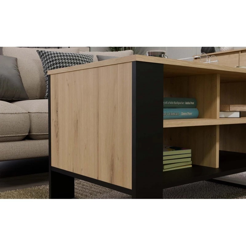 Mesa de centro top e shop Topeshop STOLIK KAWOWY ŁAWA MODERN 4P Roble Artisan Czern