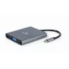 Gembird A-CM-COMBO6-01 adaptador multipuerto USB-C 6 en 1, USB 3.1 Gen 1, HDMI 4K, VGA, PD 60 W, lector SD/microSD, audio de 3,5 mm, gris