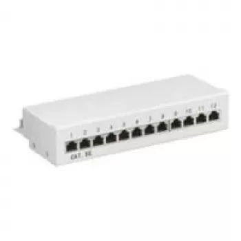 Wentronic Goobay panel de parcheo mini/sobremesa CAT 5e, 12 puertos, gris - STP apantallado, gris (93041)