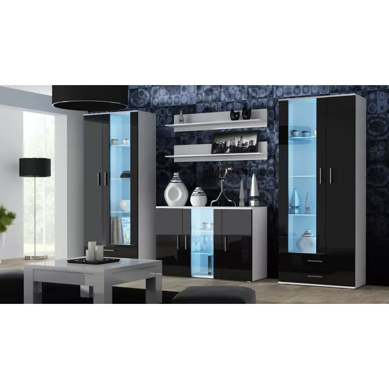 Cama Meble SOHO S7 aparador 120 cm, blanco/negro brillante