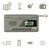Radio FM portátil MANTA RDI401G con panel solar, dinamo, batería de 4000–4500 mAh, salida USB de 5 V, 3 W, linterna