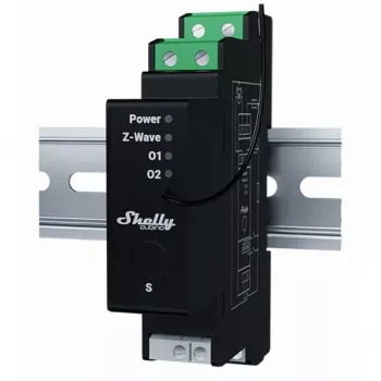 Control de persiana Shelly Wave Pro Shutter, negro, carcasa de plástico, 110–240 V AC, 50–60 Hz, 0,3 W, 19×69×94 mm